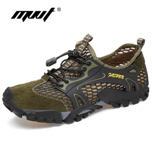 Summer Breathable Men Hiking Shoes Suede + Mesh Outdoor Men Sneakers Climbing Shoes Men Sport Shoes Quick-dry Water Shoes